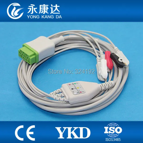 

2pcs/pack One Piece 3Lead ECG/EKG Cable with Leadwire,AHA,Clip for GE Marquette Dash 2500