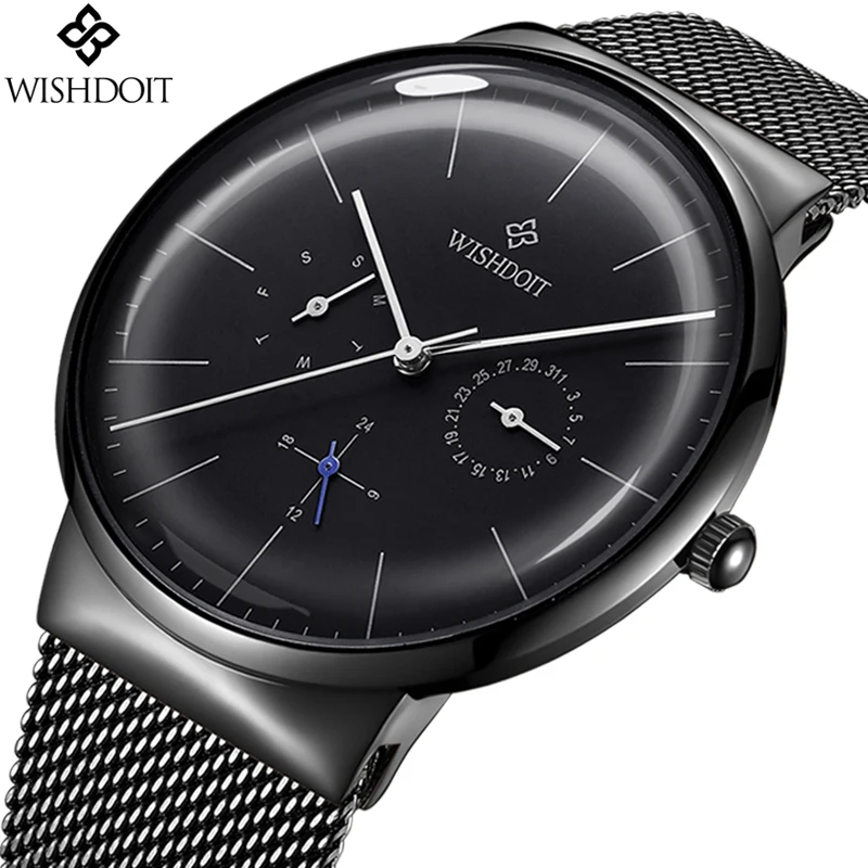 

2018 WISHDOIT Top Brand Luxury Watches Men Fashion Stainless Steel Watches Male Date Quartz Clock Sports Waterproof Wrist Watch