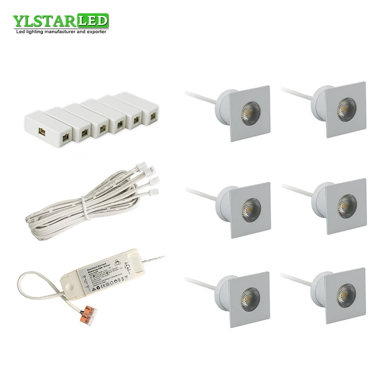 

YLSTAR New design AC85-265V recessed 6x4W mini Led Spotlight set Cabinet Spot Light for Ceiling Recessed Lamp 2 year warranty