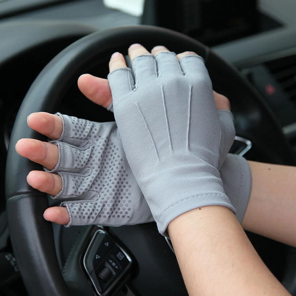 Autumn Winter Sunscreen Gloves Male Thin Style Breathable Non Slip Driving Semi Finger Man's Summer Half Fingers Mittens SZ009W|Мужские