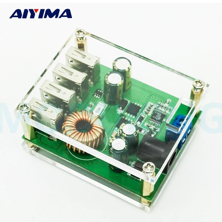 

AIYIMA 1Pc 5A DC-DC Step-down Module Converter BUCK Adjustable 60V 48V 36V 24V 12V 9V To 5V 5A 4USB