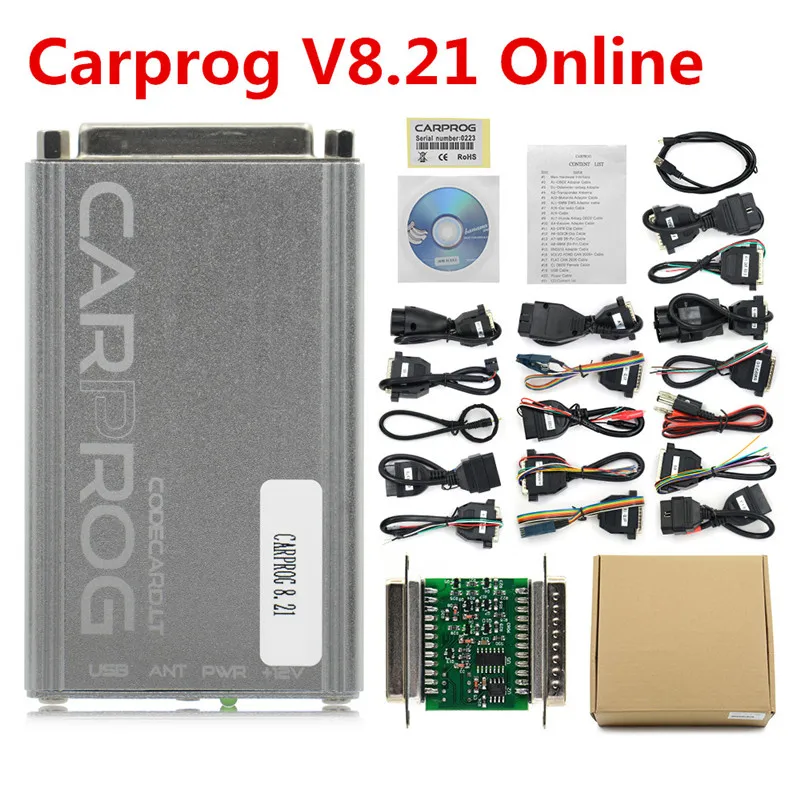 Онлайн-программатор Carprog FW V8.21 Полный комплект с 21 адаптерами все программное обеспечение инструмент для автоматического ремонта автомобиля Prog 8,21 Carprog 10,93 - Цвет: V8.21 full Online