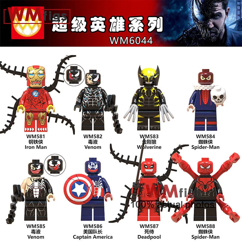 

Venom Iron Man Deadpool Spiderman Wolverine Carnage Movie Action Building Blocks Toys for Children Gifts