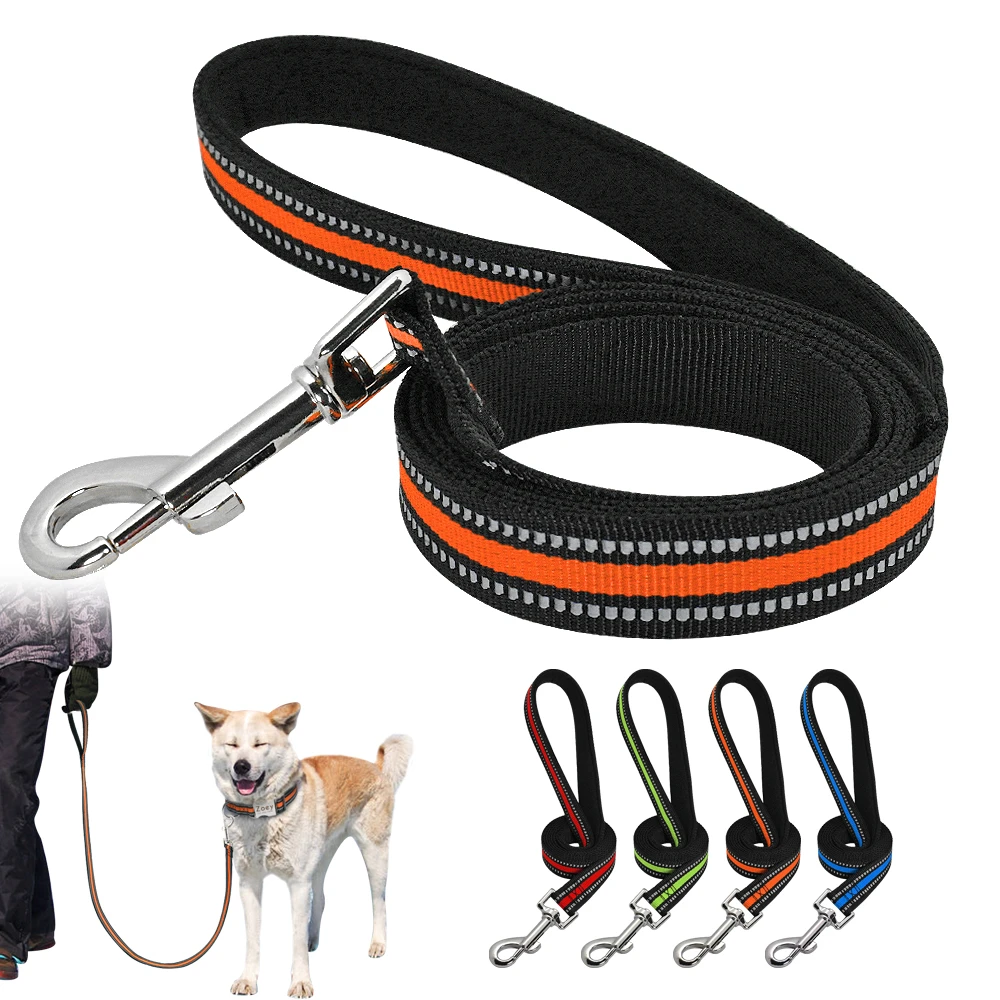 Reflective Dog Leash Rope 120cm Nylon Safety Pet Dogs Walking Lead