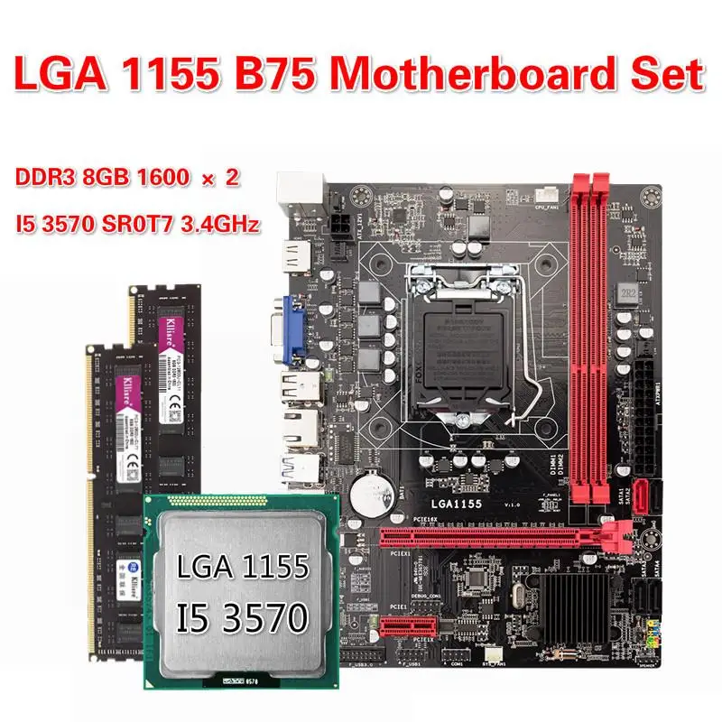 

Kllisre B75 motherboard set with Intel Core I5 3570 2x8GB=16GB 1600MHz DDR3 Desktop Memory ATX USB3.0 SATA3