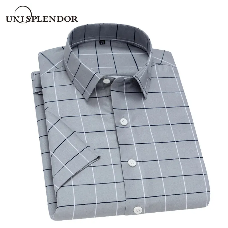 Unisplendor Summer Men Short Sleeve Shirts Plaid Striped Man Shirt Soft Breathable Male Casual Shirt Men Boy Short Tops YN10475 Unisplendor Summer Men Short Sleeve Shirts Plaid Striped Man Shirt Soft Breathable Male Casual Shirt Men Boy Short Tops YN10475
