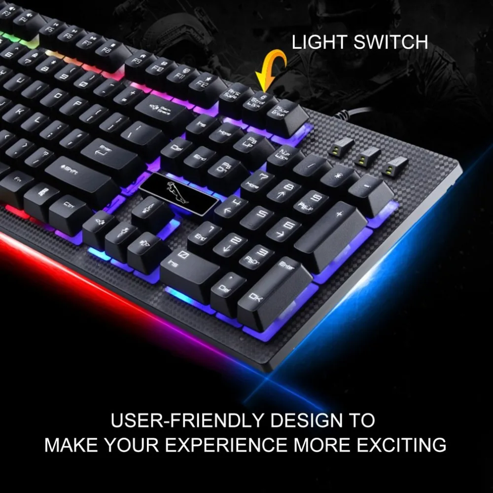 G20 Wired USB Illuminated Multi Color Backlight Gaming Keyboard Ergonomic Comfortable 114 Keys Keyboard for PC Laptop