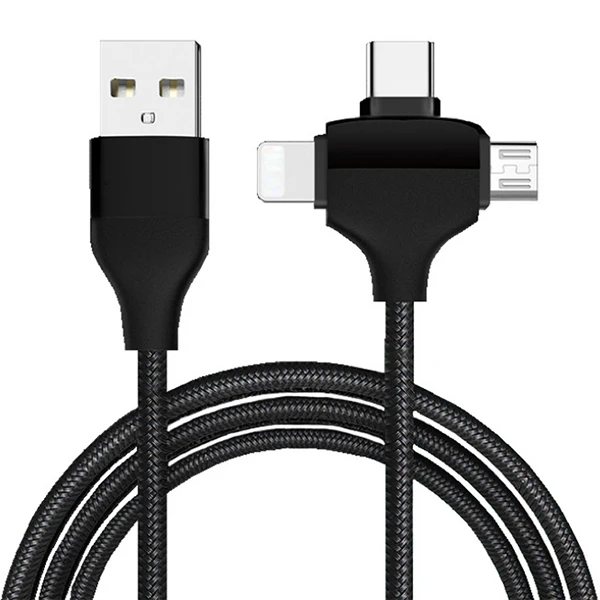 NOHON usb зарядный кабель 3 в 1 освещение для iPhone X XS MAX XR 8 Plus Micro usb type-C Android телефон зарядный шнур для samsung S9 - Цвет: Black