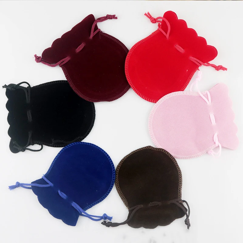 

100Pcs/lot 7x9cm Coloful Velvet bag Jewelry Packing Velvet Drawstring Pouches Gift Bags Can customized
