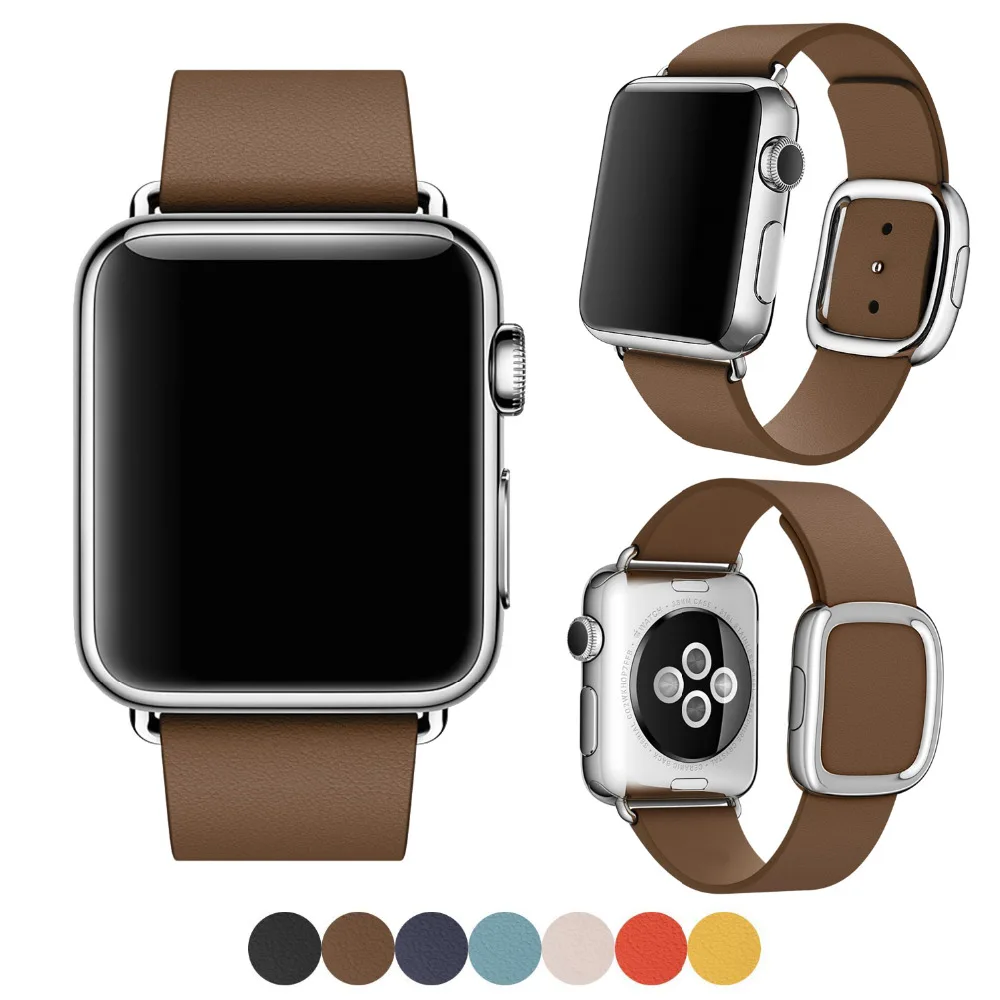 Modern Buckle Soft Genuine Leather strap for Apple watch band 38mm 42mm Wrist Bracelet For Apple