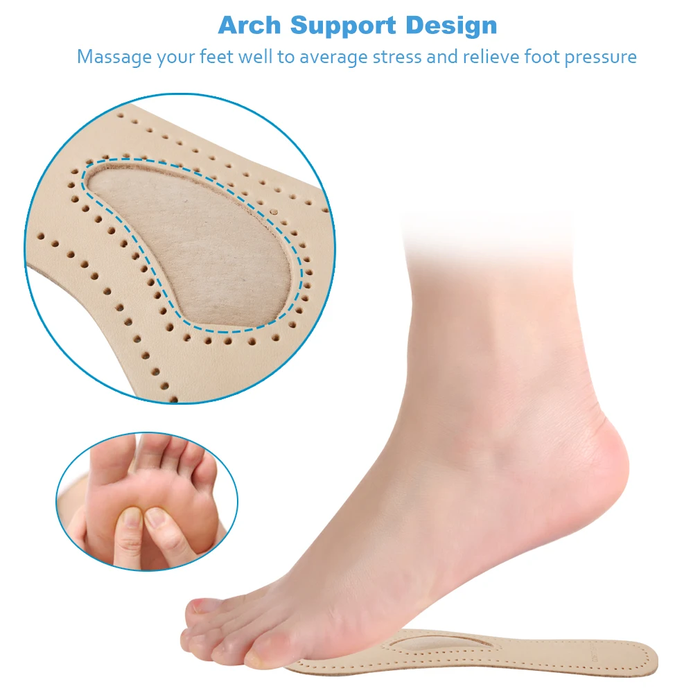 3/4 длина, латексные стельки из натуральной воловьей кожи для ног на высоком каблуке, ортопедическая поддержка свода стопы, невидимая Массажная вставка для женщин