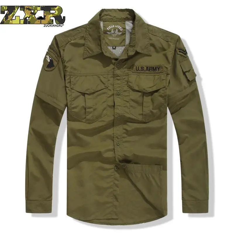 Spring And Summer Army Military Fans Fast Dry Suit Shirt Men's Dual-use Wilderness Survival Tactical Sets | Мужская одежда