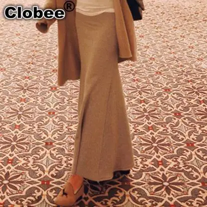 

2018 Spring Autumn and Winter Maxi Long Skirt Girls Thick Fabric High Waist Warm Trumpet Skirt Female Velvet Saia Femininas Y890
