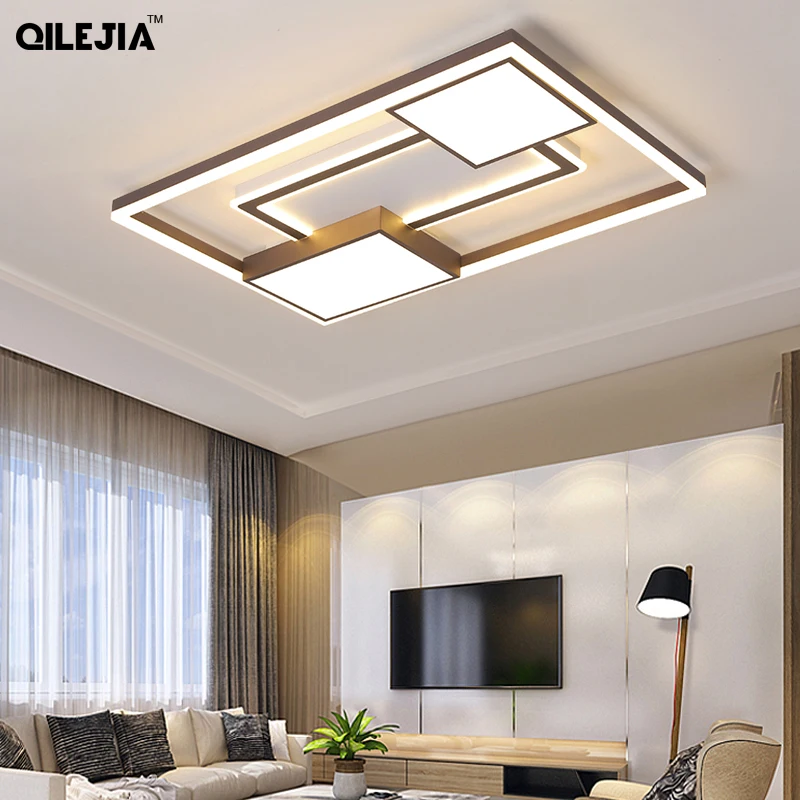 

Ceiling Light For Living Room Dining Bedroom Dimmable With Remote coffee color Frame Lighting Fixture Lamparas De Techo