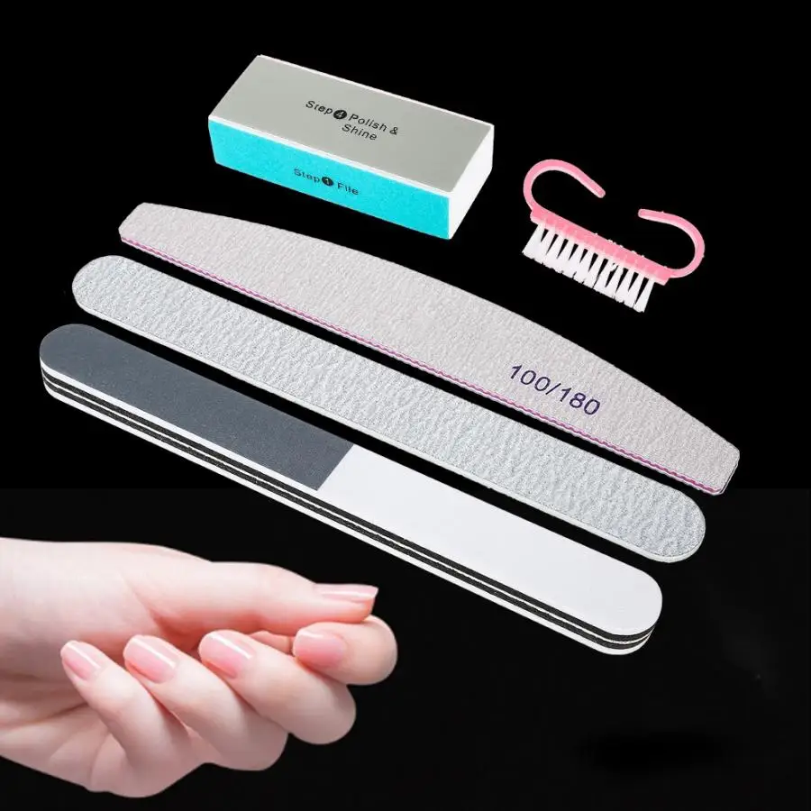 

Nails Accessoires 5pcs/Set Nail Files Powder Brush Durable Buffing Grit Accessories UV Gel Polish Tools For Manicure