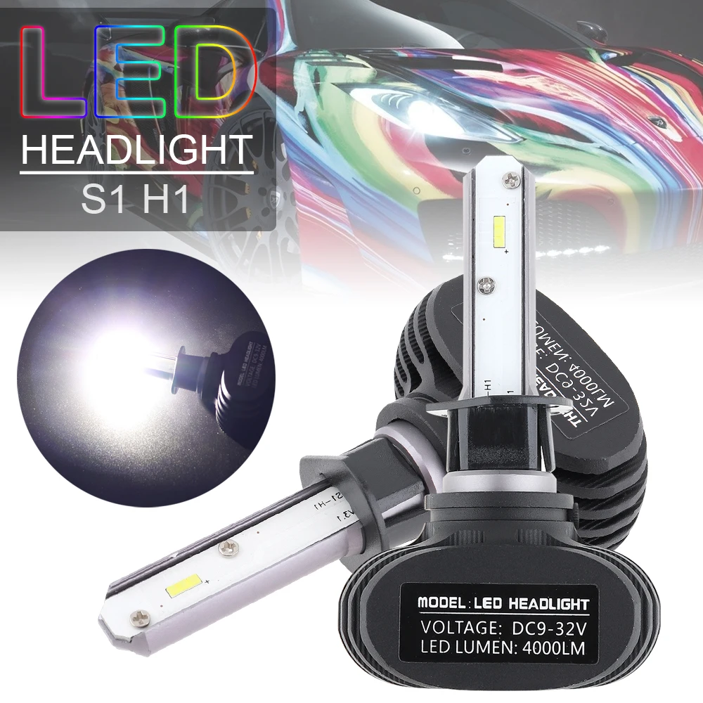 

2pcs DC 9-32V LED Auto Car Headlight Kit H1 S1 50W 8000LM 6000K CSP Automobile Fog Lamp Hi or Lo Light Bulbs for Cars Vehicles