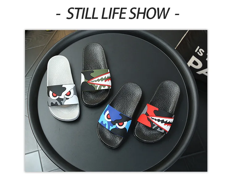 Fashion Shark Children Slippers for Boys Summer Sandals Kids Flip Flop Home Bath Shoes Baby Casual Non-slip Flat Beach Shoes