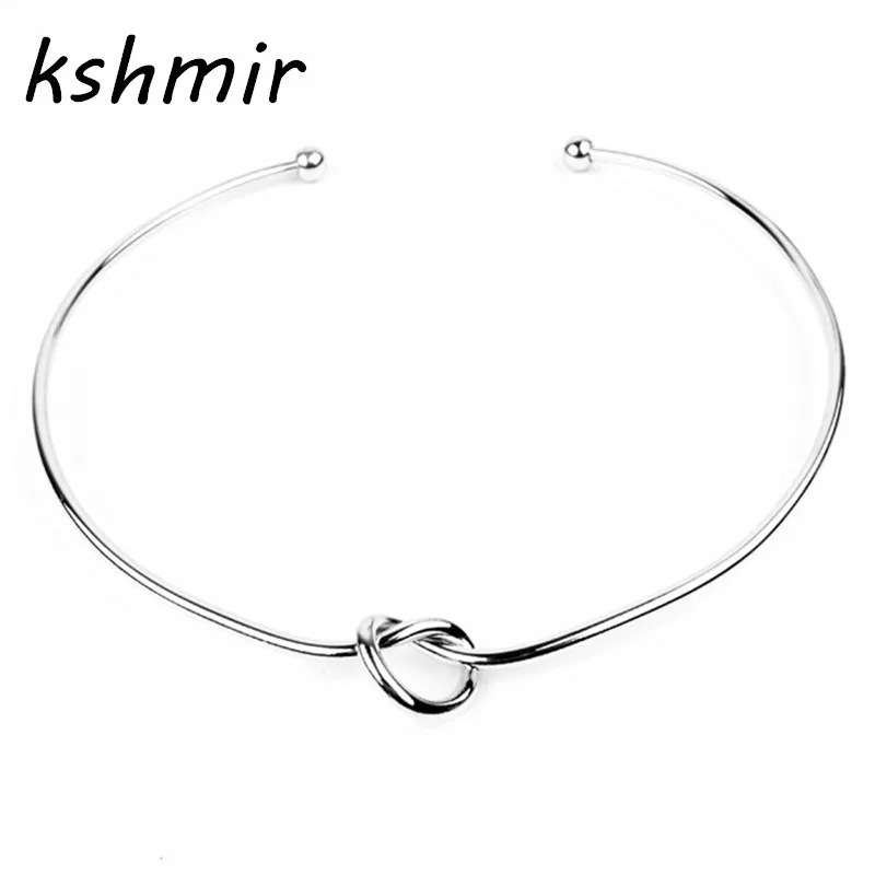 

Fashion jewelry of peach heart knot Copper necklace elegant girl gold or collar Women's fashion collar necklace