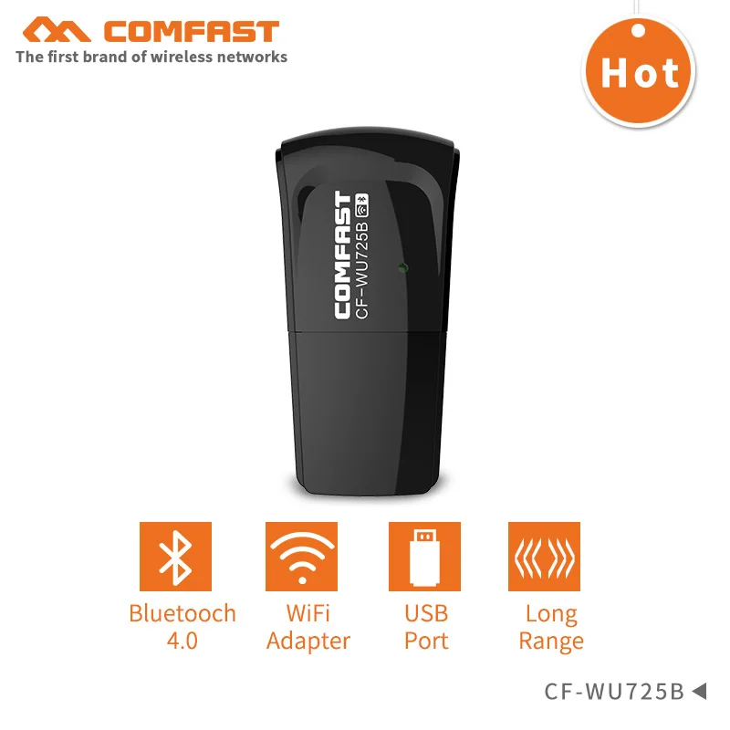 Comfast Bluetooth 4,0 150 Мбит/с беспроводной Mini-USB Wi-Fi адаптер LAN адаптер Wi-Fi CF-WU725B Wi-Fi приемник/заглушка передатчика