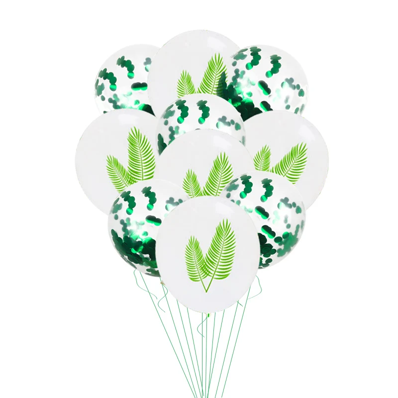 WEIGAO тропические вечерние латексные воздушные шары с пальмовым листом для лета Гавайские вечерние воздушные шары на день рождения с зелеными листами - Цвет: 10Pcs style D