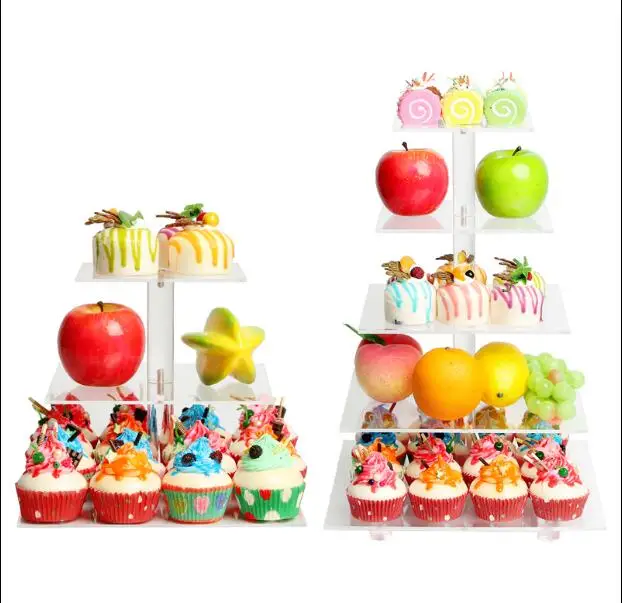 

3/4/5/6/7 Tier Clear Square cup Cake Stand Acrylic Wedding Stand Display Tower Birthday Party Decoration