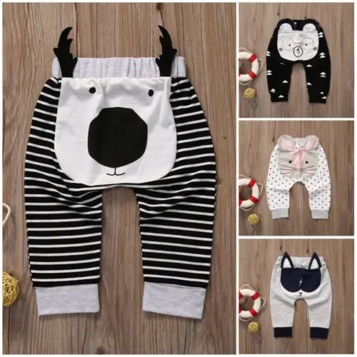 

Pudcoco 2019 Cute Toddler Baby Clothes Harem Pants Boys Girls Cartoon Bottoms Pants Leggings Striped Cartoon Trousers 0-24M