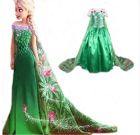 Fever Elsa font b Dresses b font Girl Cosplay Costume Snow Queen Princess Girl font b