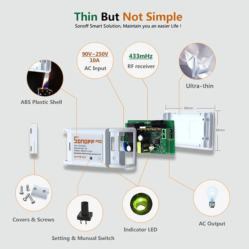 Sonoff RF 433 МГц Wifi беспроводной умный переключатель Wifi управляемый выключатель света Wifi дистанционный выключатель питания Поддержка радиочастотного приемника умный дом