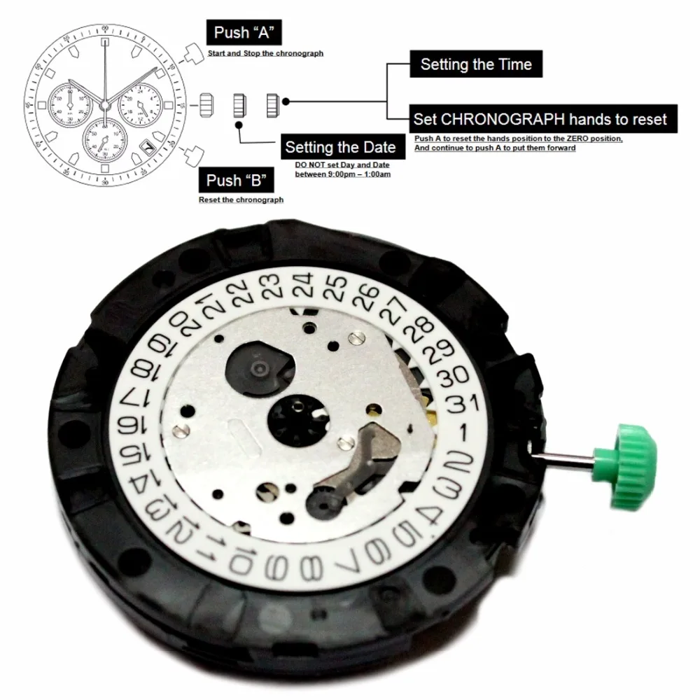 Miyota OS21 0S21 хронограф Аналоговый кварцевый день на 4 5 позиции Япония|day|day day |