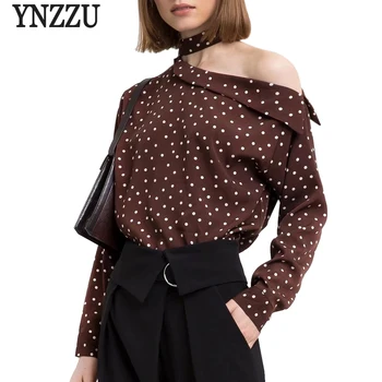 

YNZZU Vintage 2018 Spring Polka Dot Long Sleeve Women Blouses Sexy Halter Off Shoulder Shirt Womens Tops and Blouses YT329