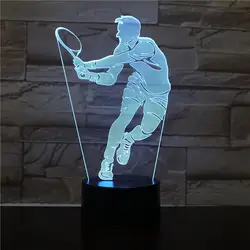 Настольная лампа 3d теннис фигура игрока светодиодный 3d-ночник домашний офис комната декоративное ночное освещение для детей подарок на