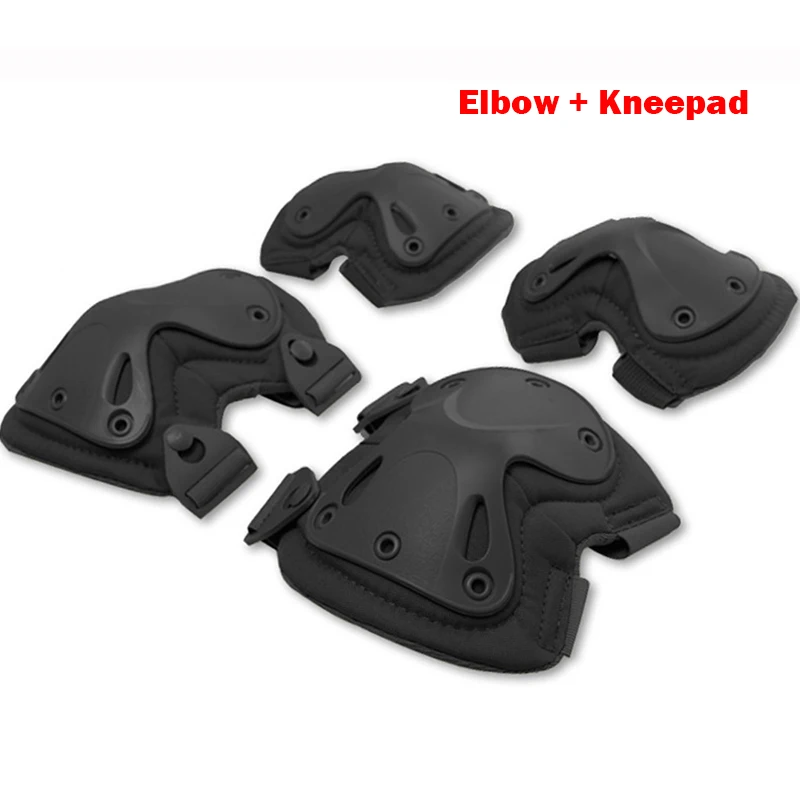 5 Color Airsoft Tactical Adjustable Knee & Elbow Protective Pads Set Protector Gear Sports