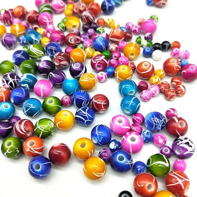

DIY 6/10mm 100/50pcs/Lot Handmade Round Acrylic Beads For Necklace Bracelet Charms Jewelry Make Wholesale Color Random Delivery