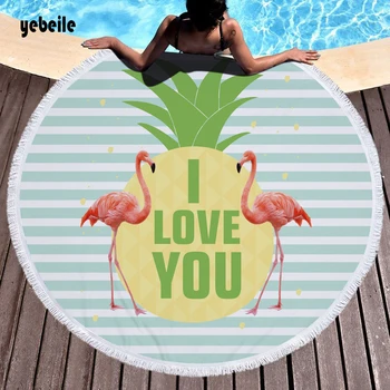 

Yebeile Microfiber Fabric Printed Tropical Leaves Flower Flamingo Round Beach Towel for adults Home Decor Boho Style Bath Towels