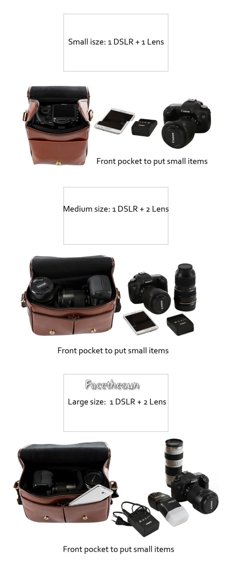 Vintage PU Leather camera shoulder bag KM001-8