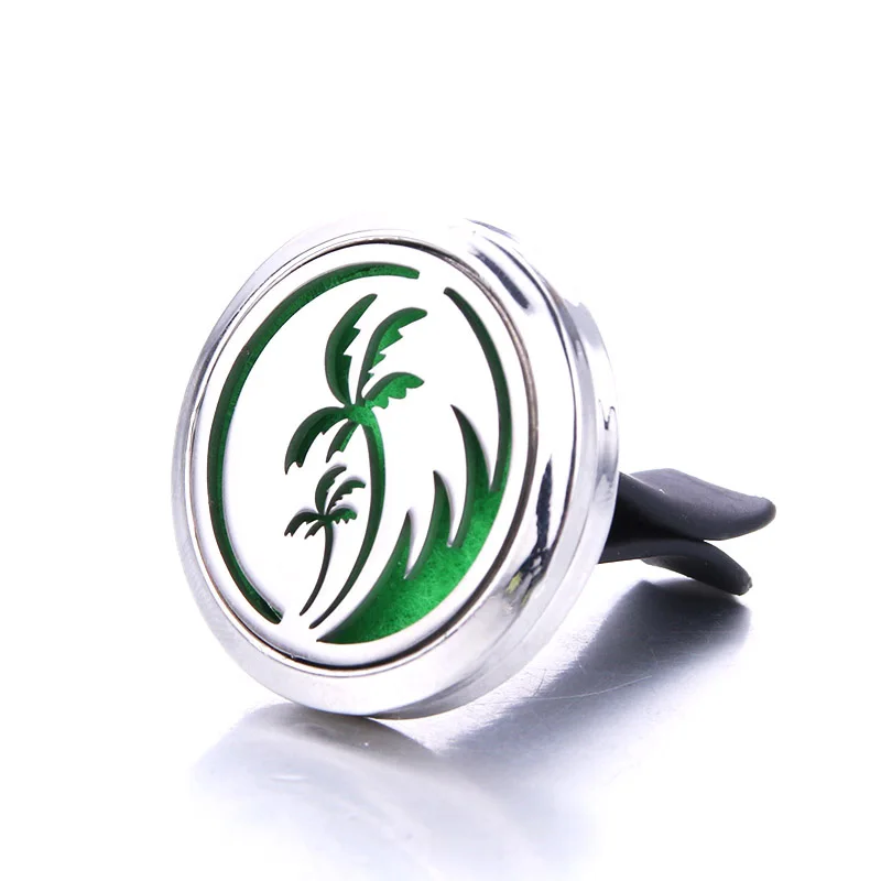 

Beach Coconut Tree Car Clip Perfume Essential Oil Diffuser Car Air Outlet Freshener Stainless Steel Fine Decoration Aroma Locket
