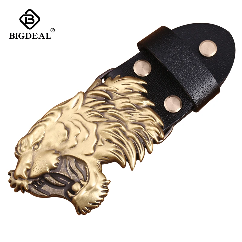 

Retail 2018 New Style High Quality 3D Tiger Head Solid Brass Men Belt Buckle Metal Cowboy Belt Head For 38mm Wide Belt