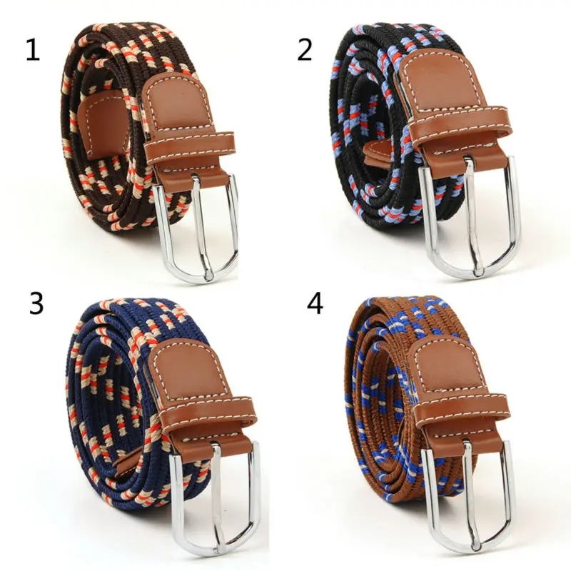 Stretch Woven Canvas Belt Men Elastic Belts Pin Buckle Belt Universal ...