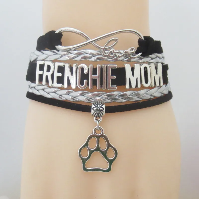 Любовь FRENCHIE мама браслеты ручной работы розовые Французский бульдог
