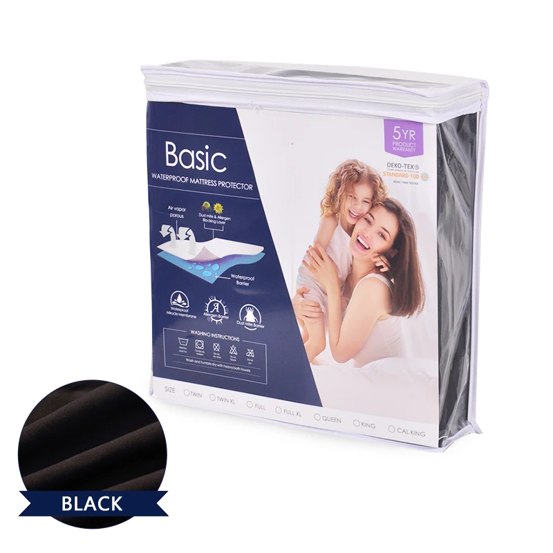 

Waterproof Bed Cover 1 PC Solid Color Mattress Protector for Bed Wetting Breathable Anti-mite Mattress Pad Cover Black Grey Navy