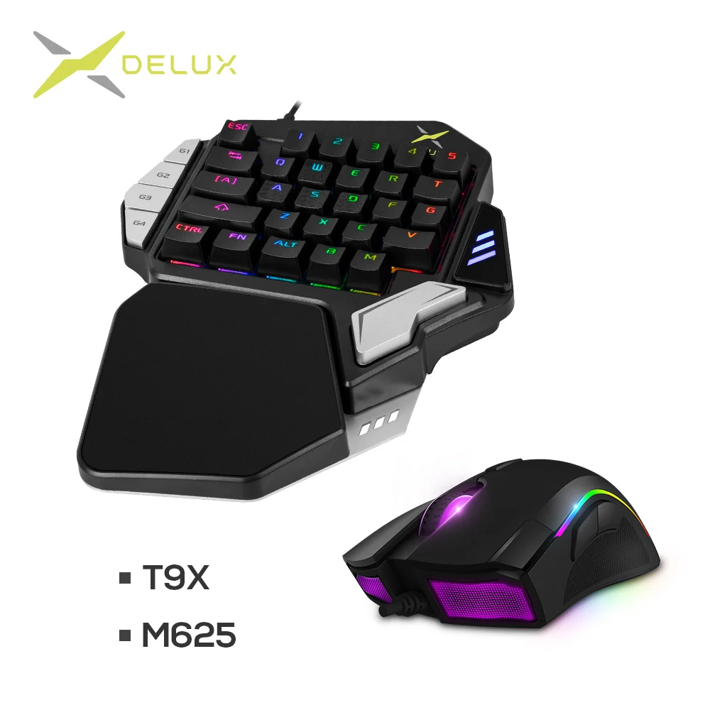 DELUX T9X Wired RGB Backlight Gaming Keyboard M625 Wired Mouse DPI 4000 Light Gamer PC Gaming Mice Keyboard Combos for computer - Цвет: T9X M625 set
