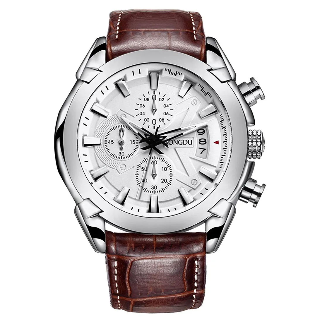 

SONGDU Men's Chronograph Quartz Watch with Date Calendar Analogue Display and Leather Strap