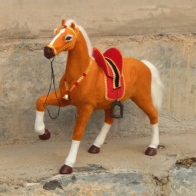 small creative simulation horse toy brown lucky lifelike horse model