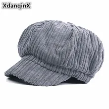 XdanqinX зимняя женская шапка Толстая теплая вязаная шапка простой стиль Newsboy кепки s взрослые женские кепки фиксированная Регулировка Восьмиугольные шапки