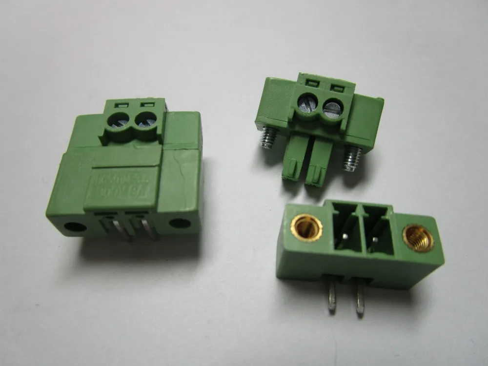 

20 pcs With Embossmen Angle 2 pin Pitch 3.5mm Screw Terminal Block Connector Green Color Pluggable Type with angle pin