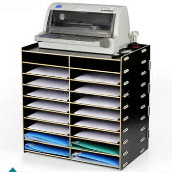 

Double row 12 grid A4 wooden multi-layer file rack data shelf office supplies 20 grid printer bracket bookcase