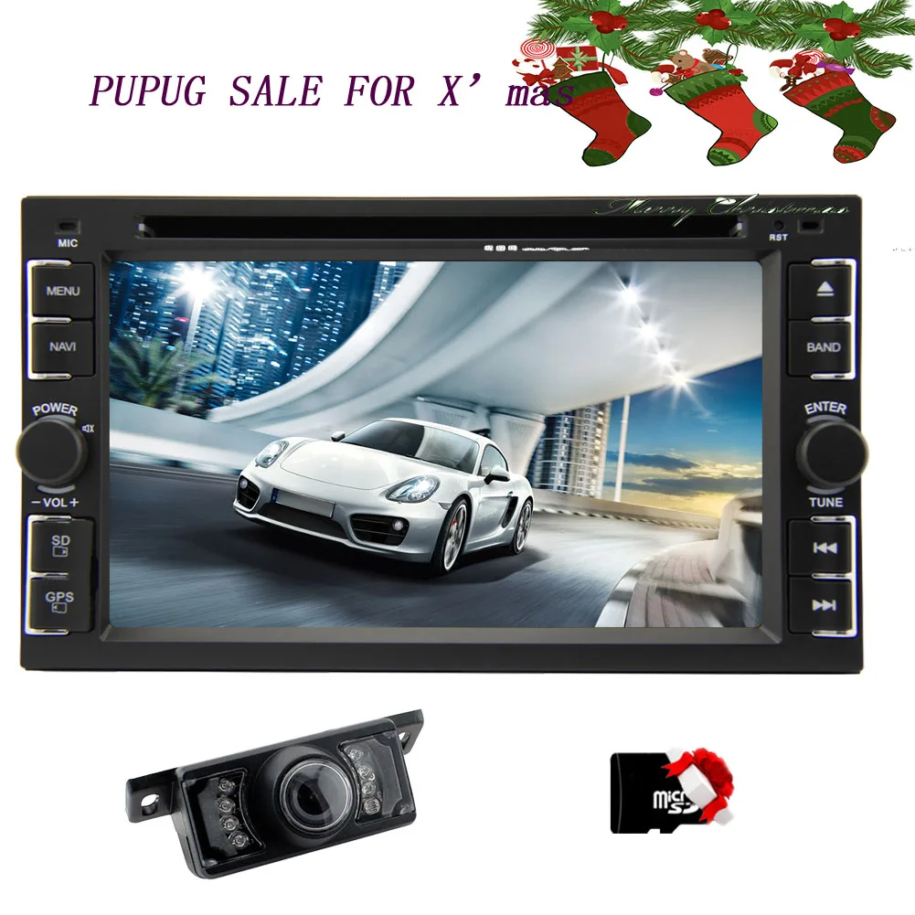 

Camera+6.2" Touch Screen In Dash Double 2 Din GPS Navigation Vehicle Car DVD Player Stereo Reciver Bluetooth SWC Subwoofer USB