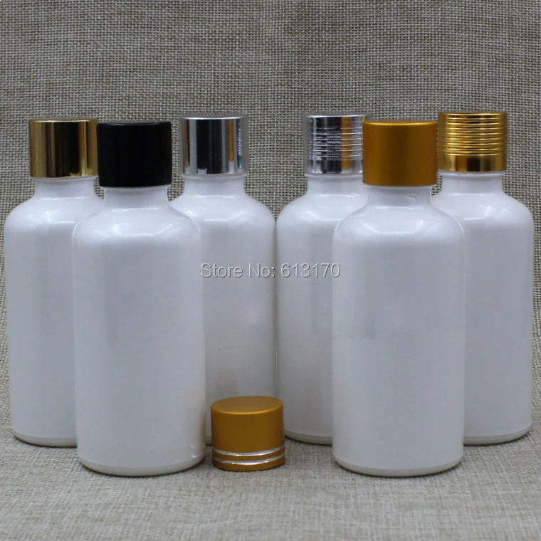 50ml White Glass Bottles with screw Lids 50cc Essential Oil bottle Gold Silver Black Cap Empty vials | Красота и здоровье