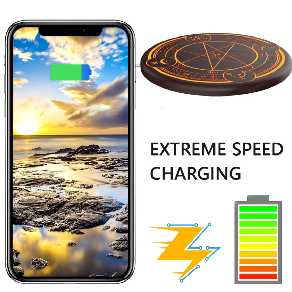 Magic Array 10W QI Standard Charging Glowing Pad Wireless Mobile Phone Charger for Mobile Phone