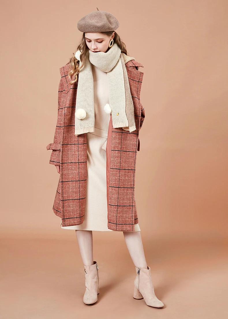 ARTKA осеннее и зимнее женское винтажное клетчатое Пальто однобортное шерстяное пальто с отворотом FA15085D